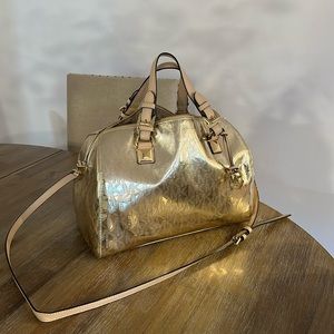 Michael Kors Grayson LG AUTHENTIC Satchel in pale gold NWT